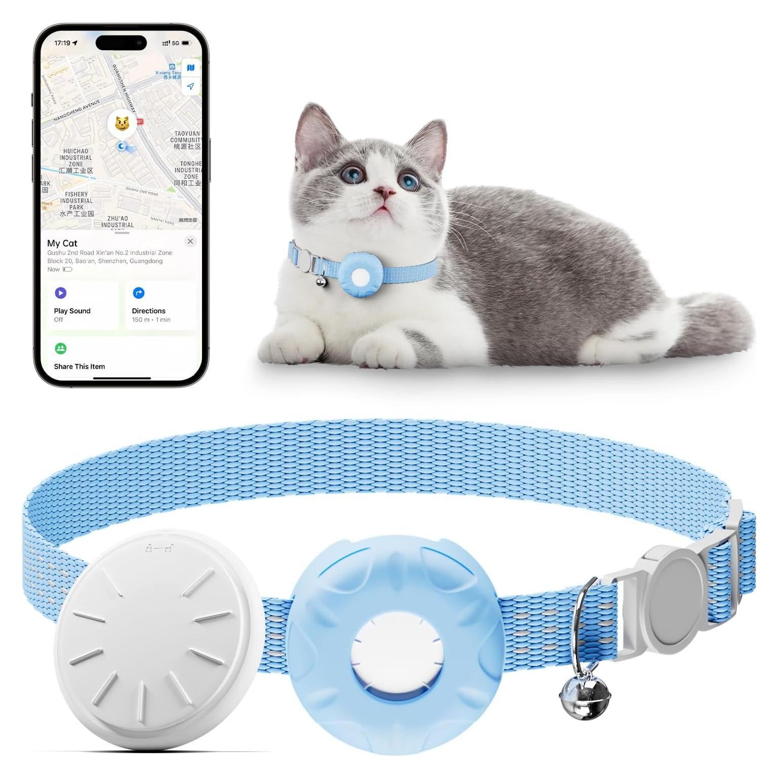 Rastreador GPS para Gatos HONGTOP Azul, Sin Cuota Mensual