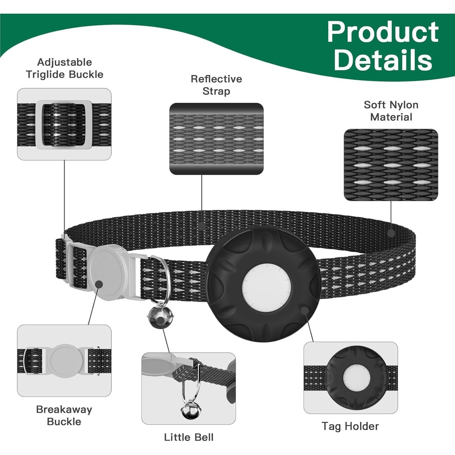 Rastreador GPS para Gatos HONGTOP H, Collar Desprendible, Negro