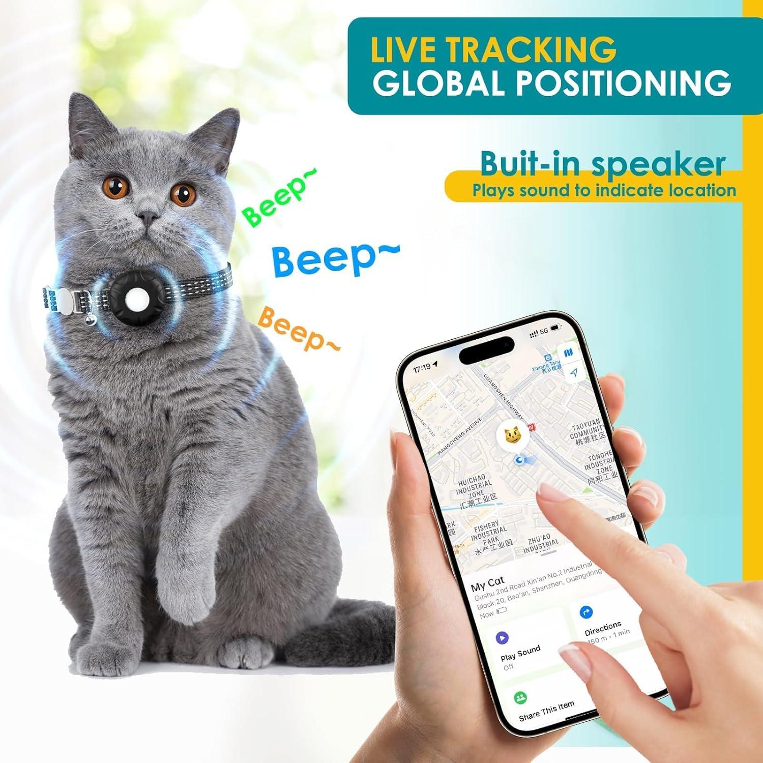 Rastreador GPS para Gatos HONGTOP H, Impermeable, Sin Cuota Mensual