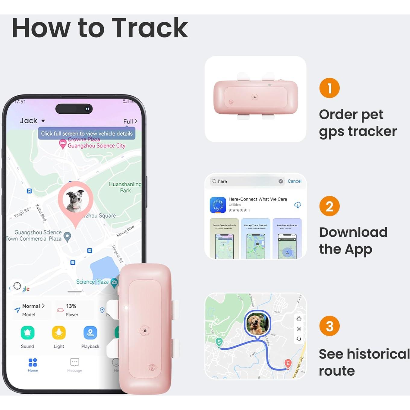 Rastreador GPS Mini TSKWUDA Impermeable para Gatos y Perros