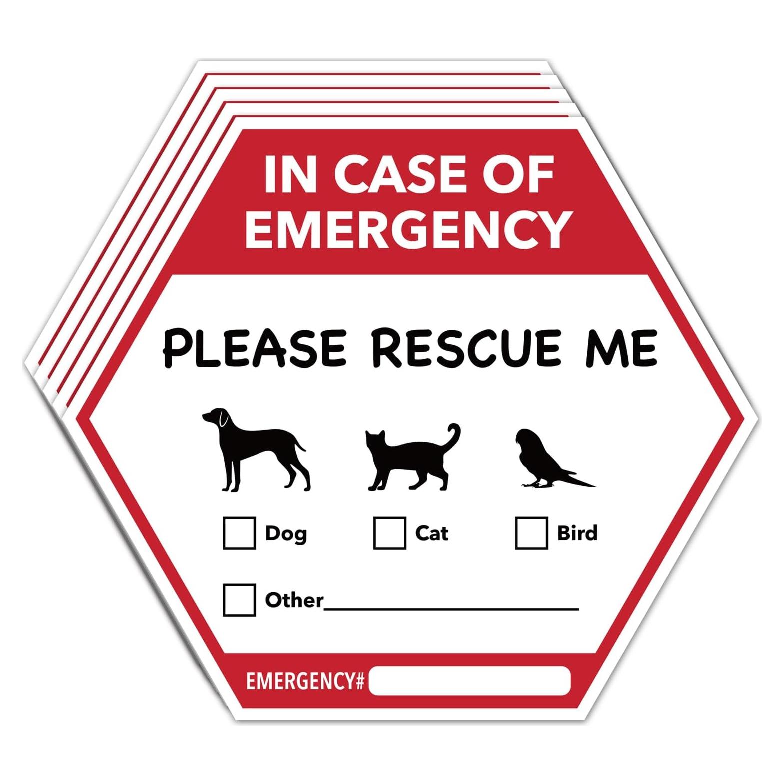 Calcomanías de Rescate de Mascotas TENTADO - 5 Piezas 12.7x10.9 cm