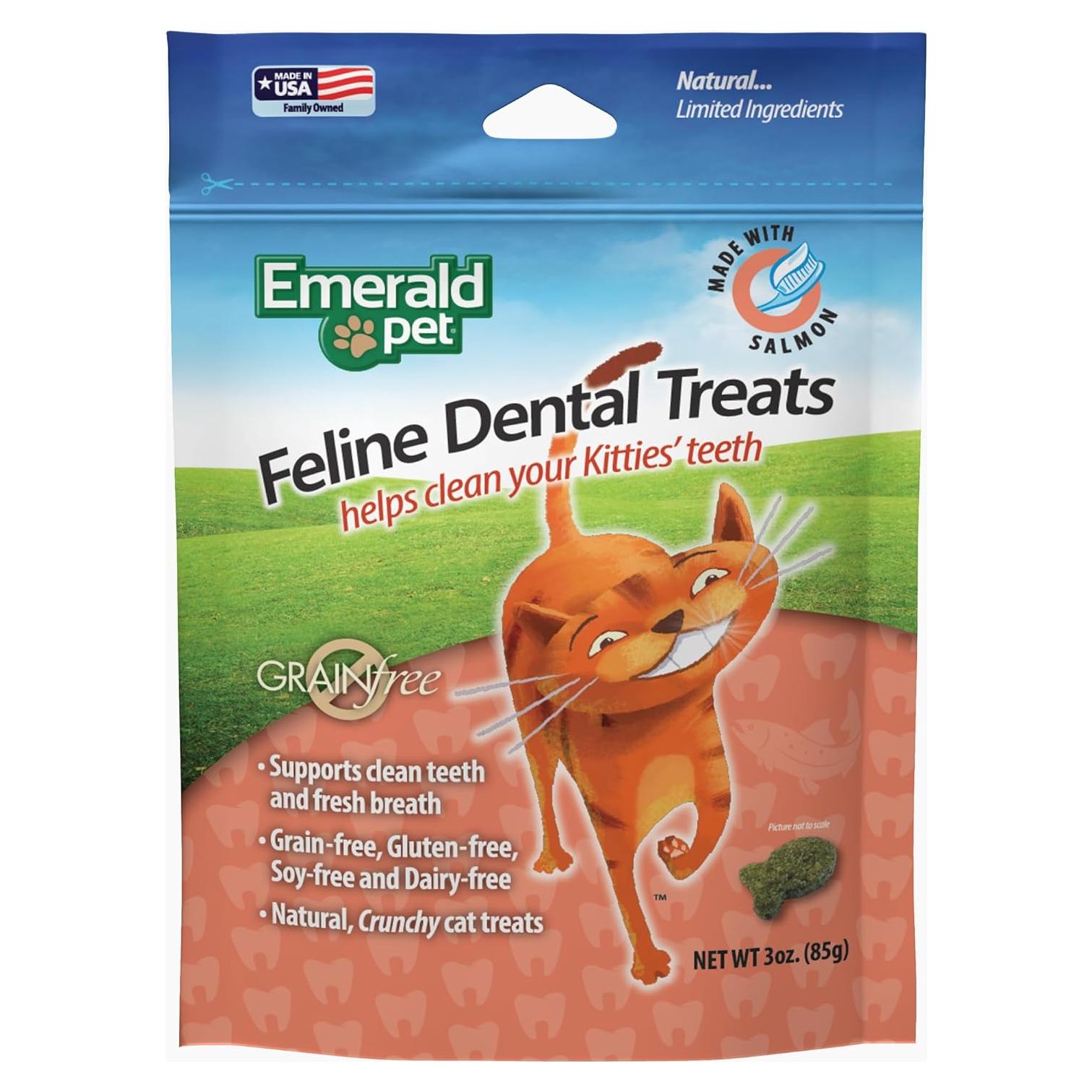 Galletas Dentales Felinas Emerald Pet 85g - Sin Granos y Naturales