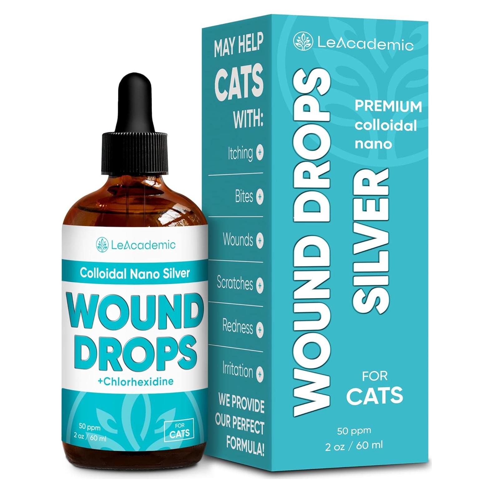 Gotas para Heridas para Gatos LeAcademic 59.15 ml - Plata y Clorhexidina