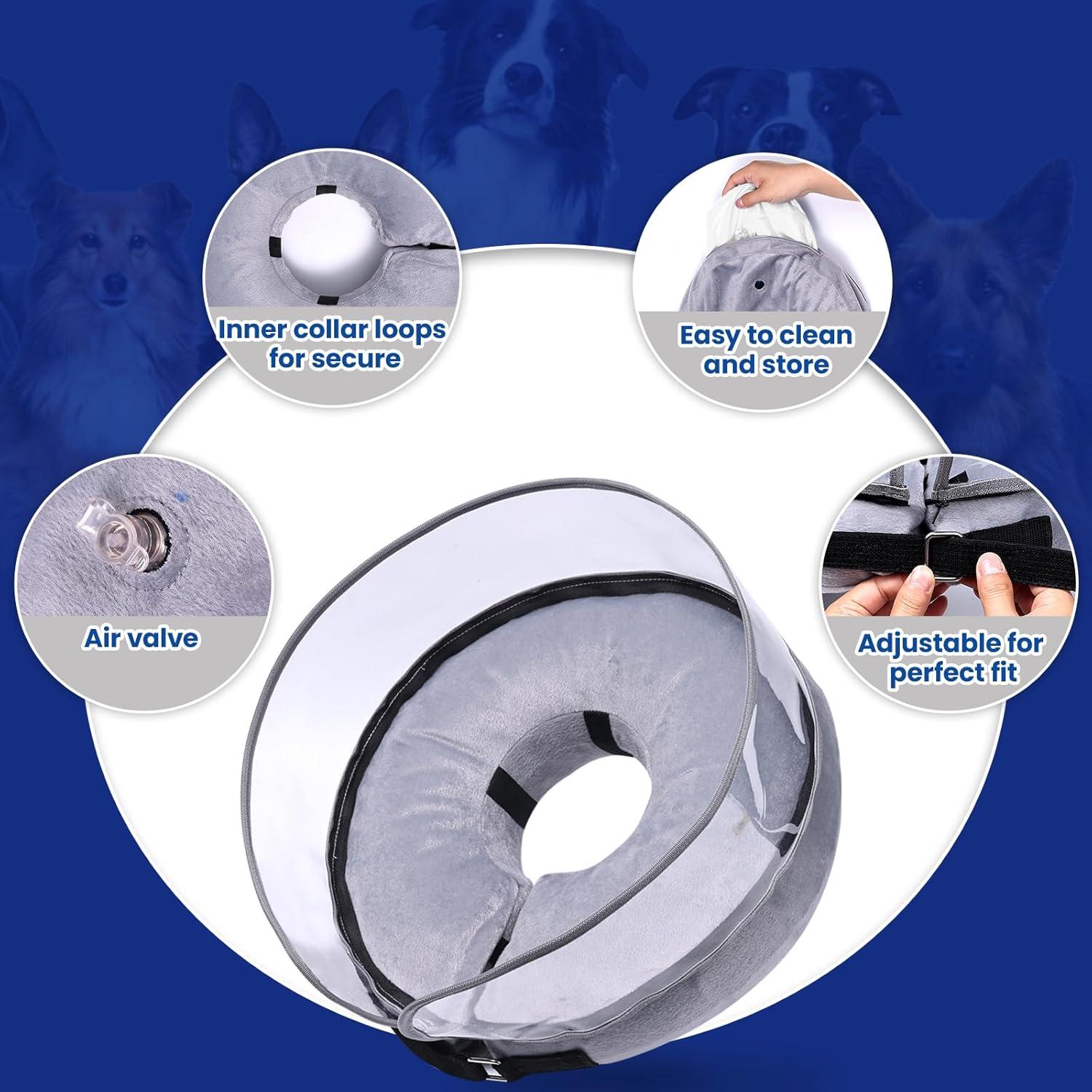 Cono Inflable para Perros Barkless L - Collar Suave Antilamer