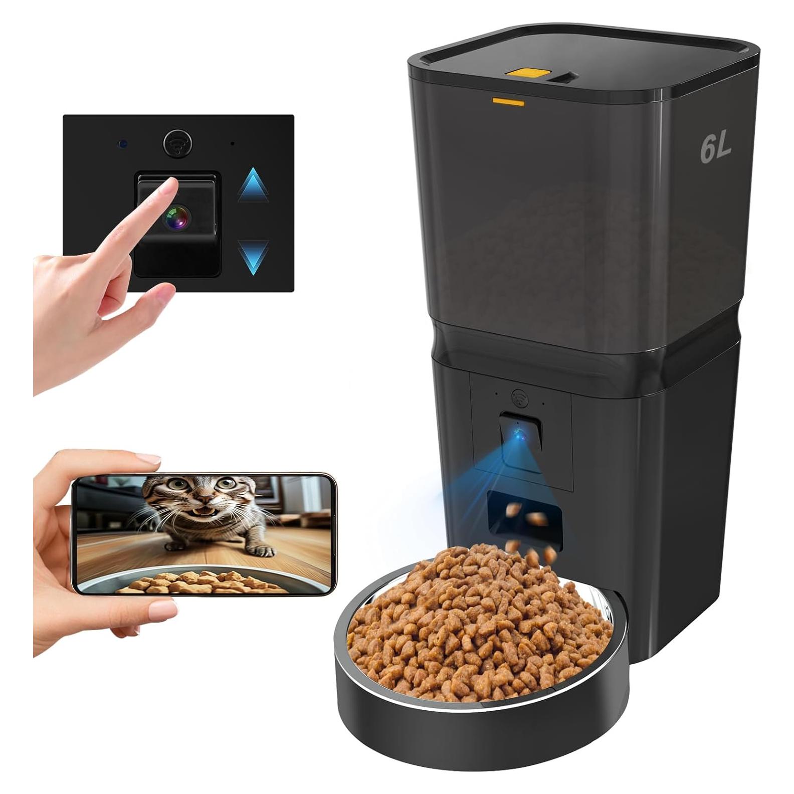 Comedero Automático para Gatos y Perros Keekoon 6L con Cámara
