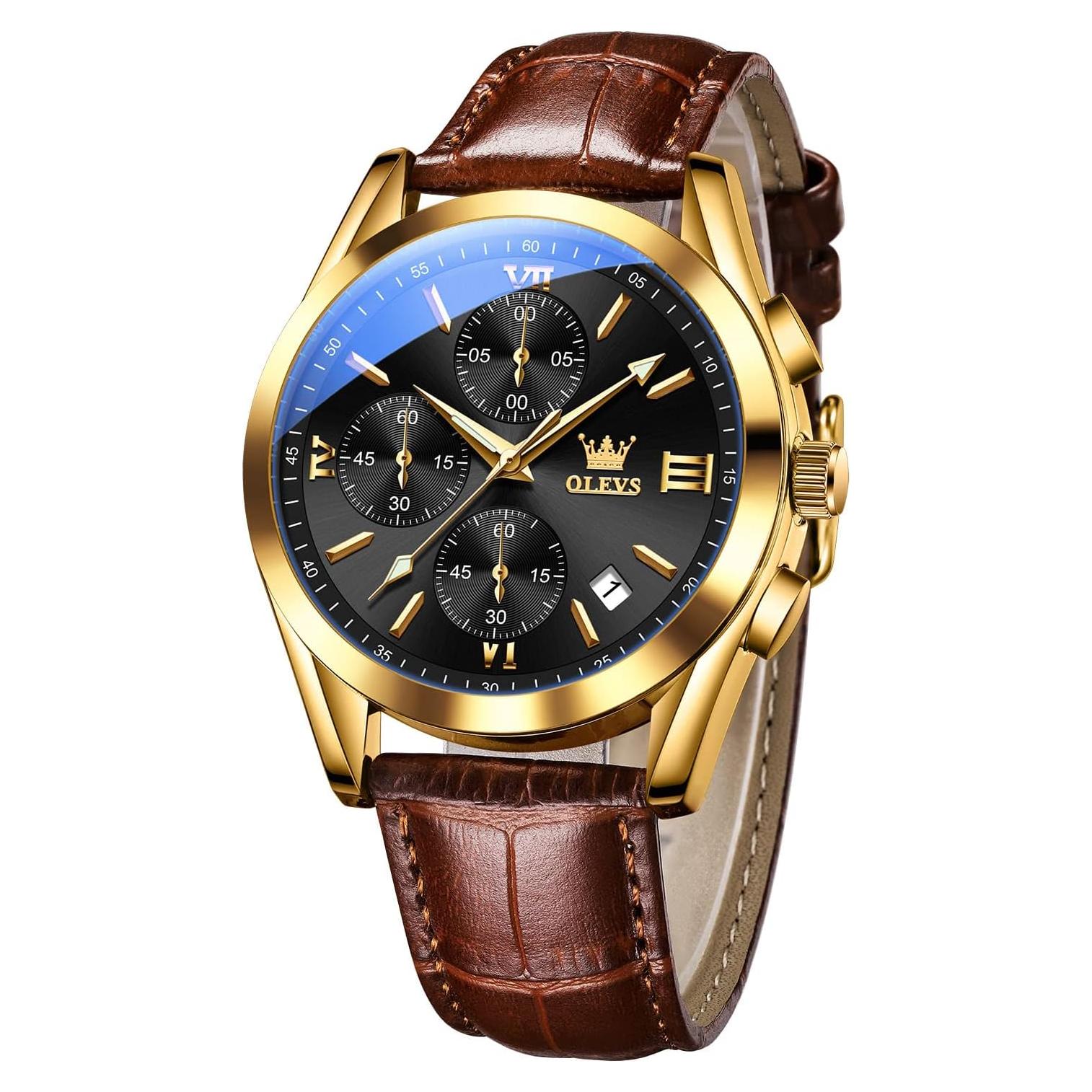 Reloj OLEVS Cronógrafo Hombre 40mm Cuero Resistente Agua