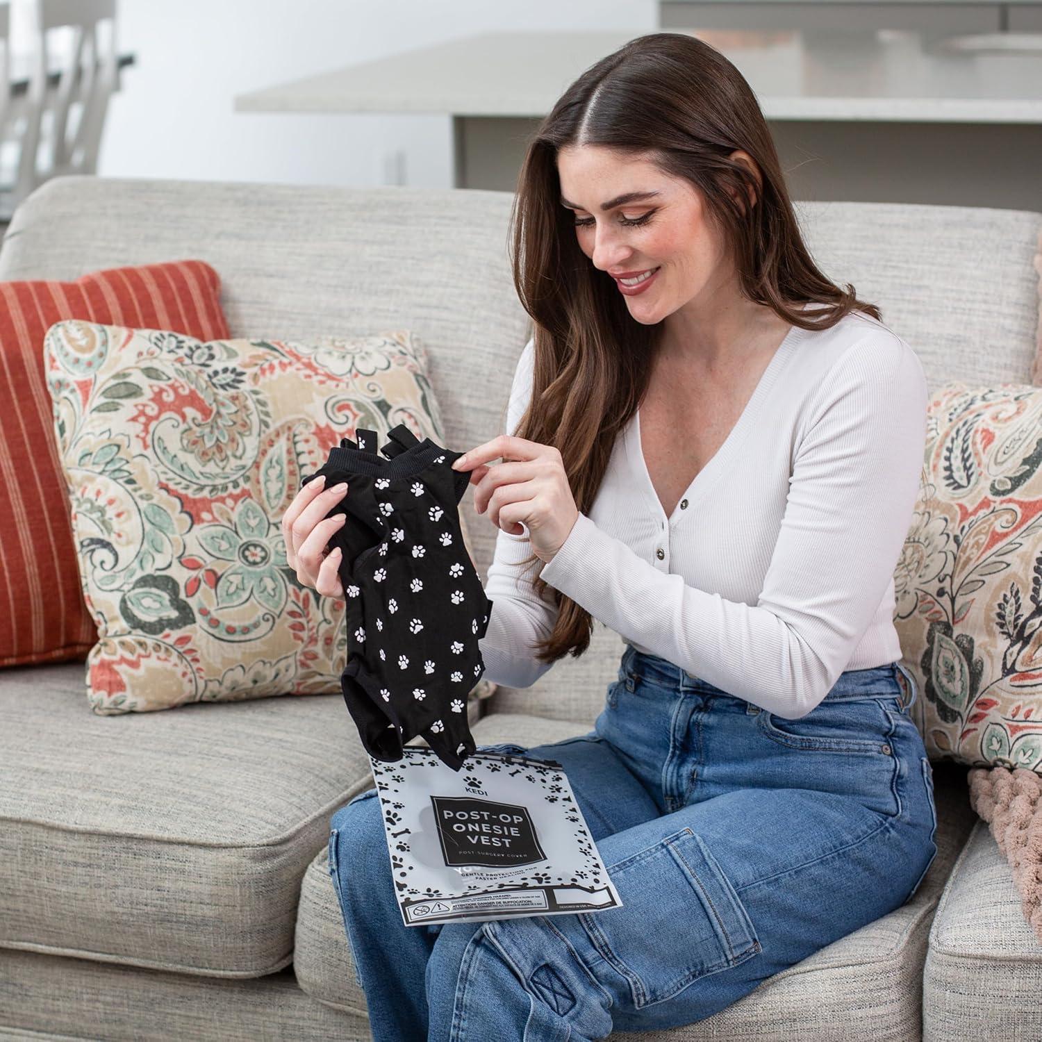 Mono postoperatorio para gatos Kedi Cats negro mediano