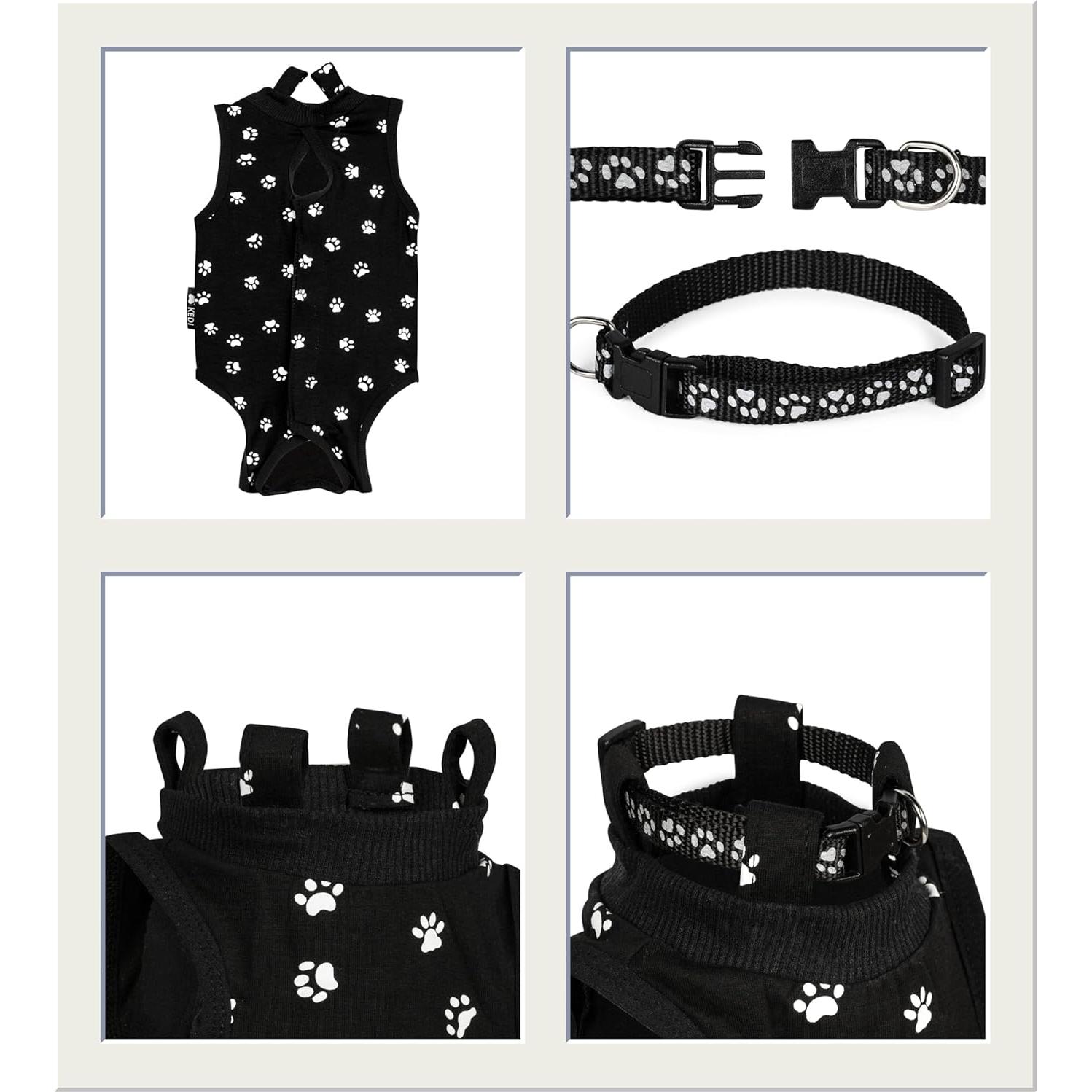 Mono postoperatorio para gatos Kedi Cats negro mediano