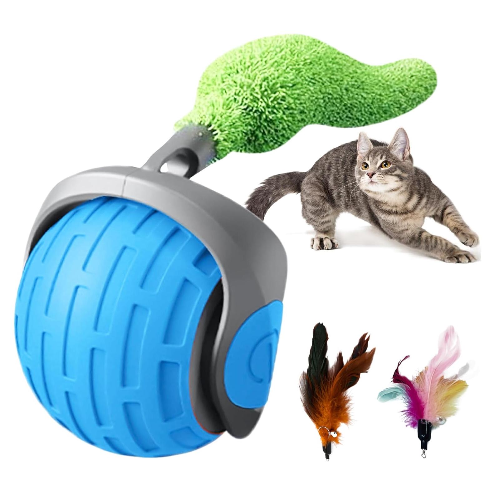 Juguete Interactivo para Gatos Rojsew Speedy Tail 2.0 - Bola con Plumas