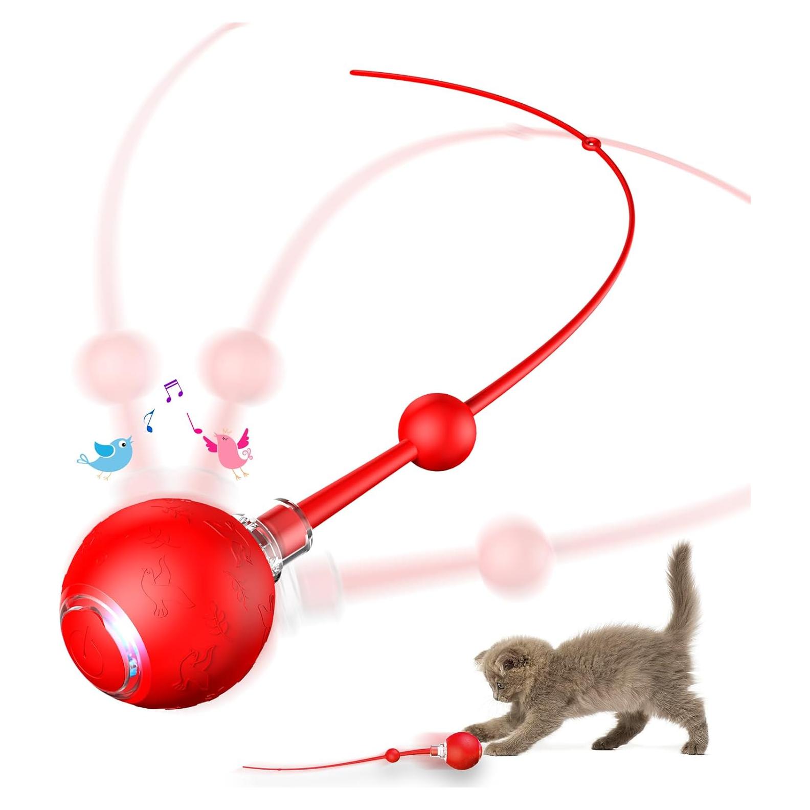 Bola Interactiva para Gatos Morhandisn, Rojo, Recargable, 5.8cm