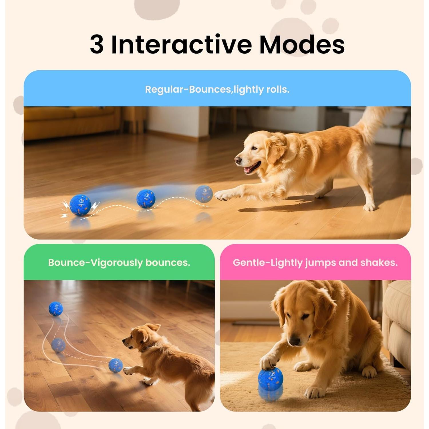 Pelota Interactiva para Perros Ollapet - 3 Modos, IPX7, 8.13 cm