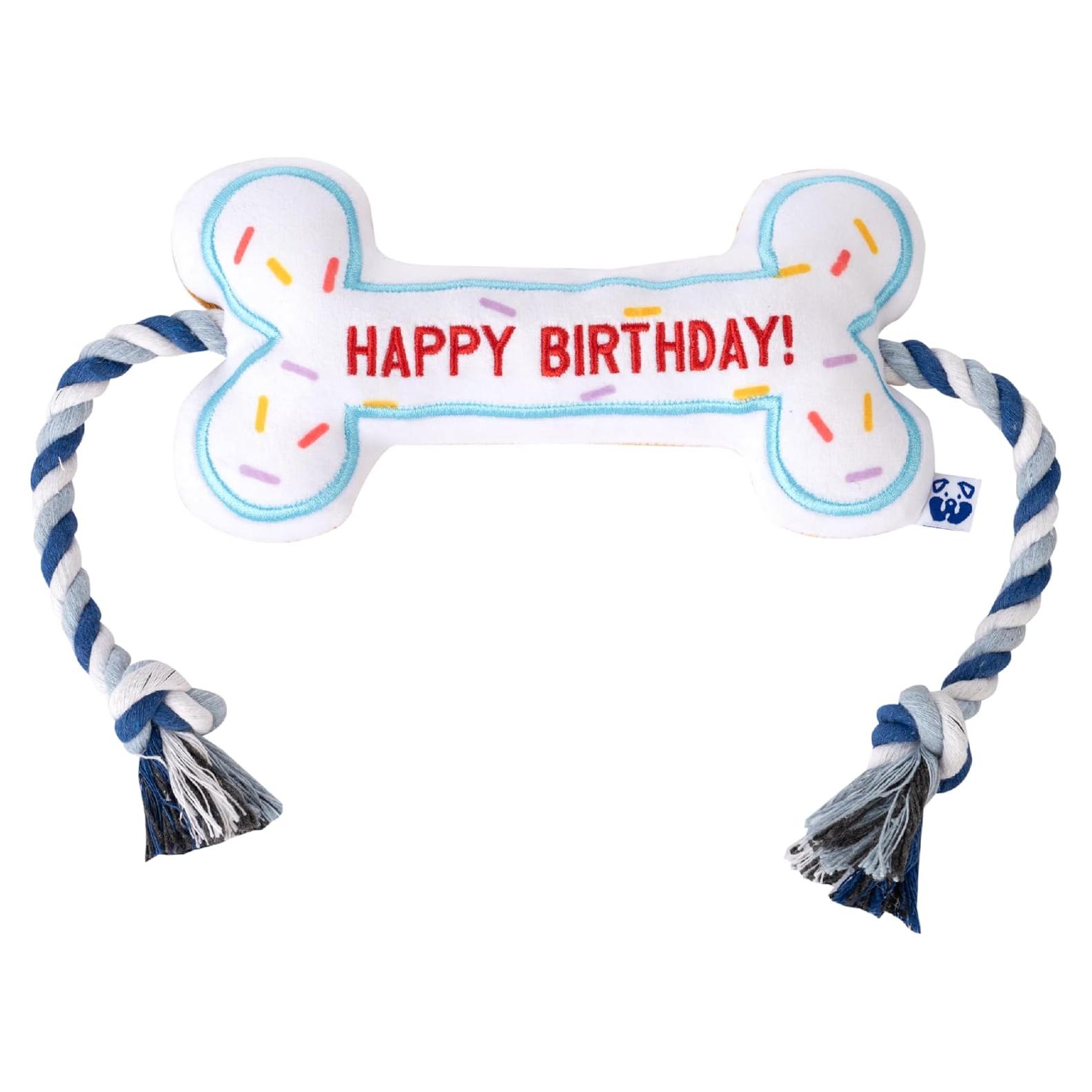 Juguete Interactivo para Perros Pawty Hueso de Cumpleaños Blanco