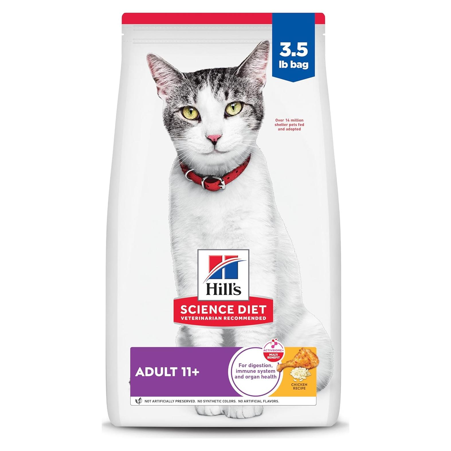 Comida Seca para Gatos Hill's Science Diet Adult 11+, Pollo, 1.59 kg