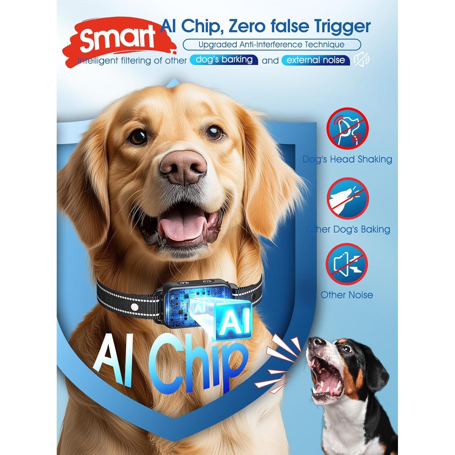 Collar Antiladridos DINJOO Recargable para Perros 68.58 cm