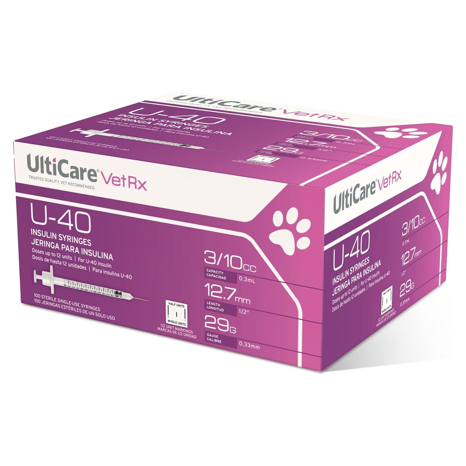 Jeringas de Insulina U-40 UltiCare 3/10cc 100 unidades