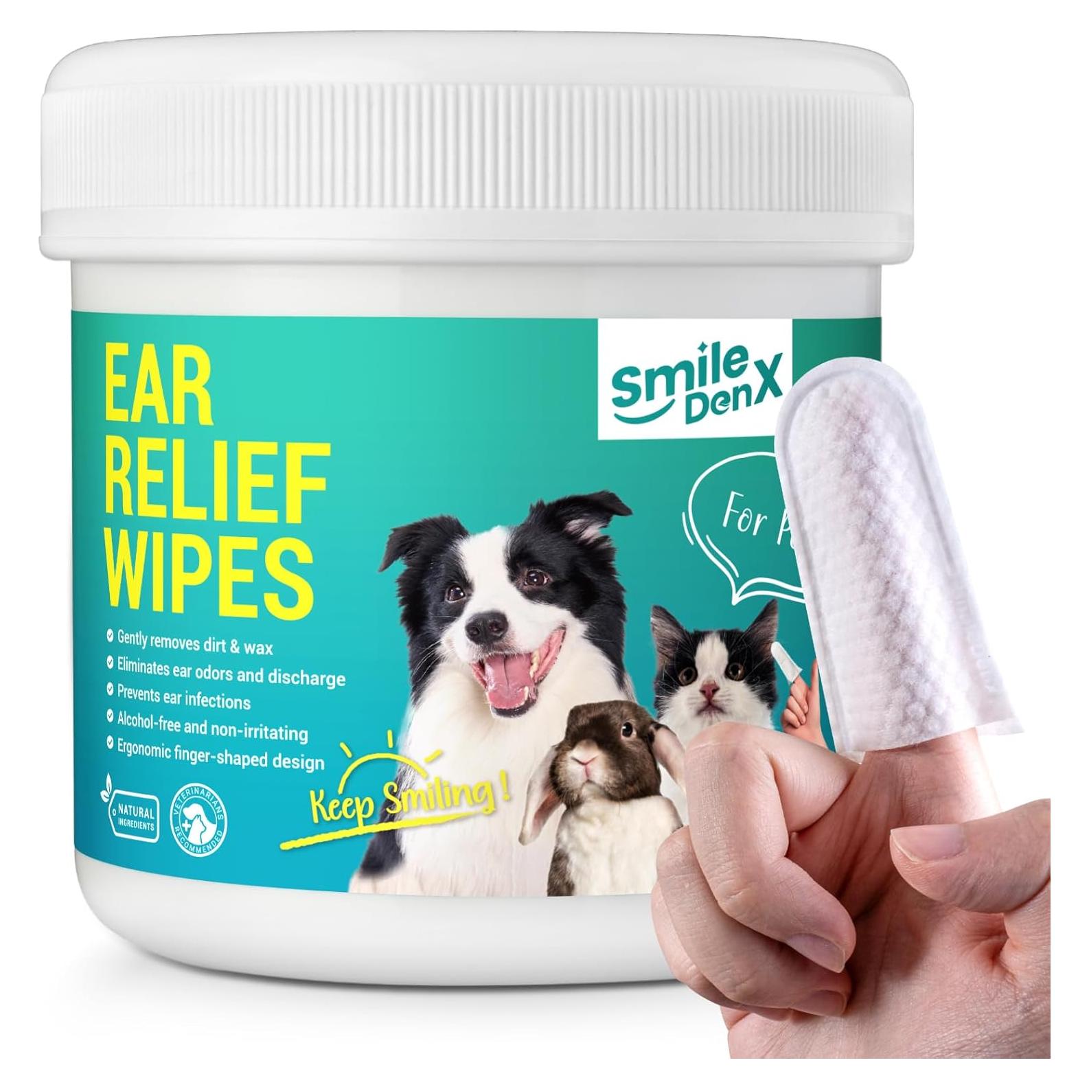 Toallitas Limpiadoras de Oídos para Perros y Gatos SmileDenX - 50 Pcs