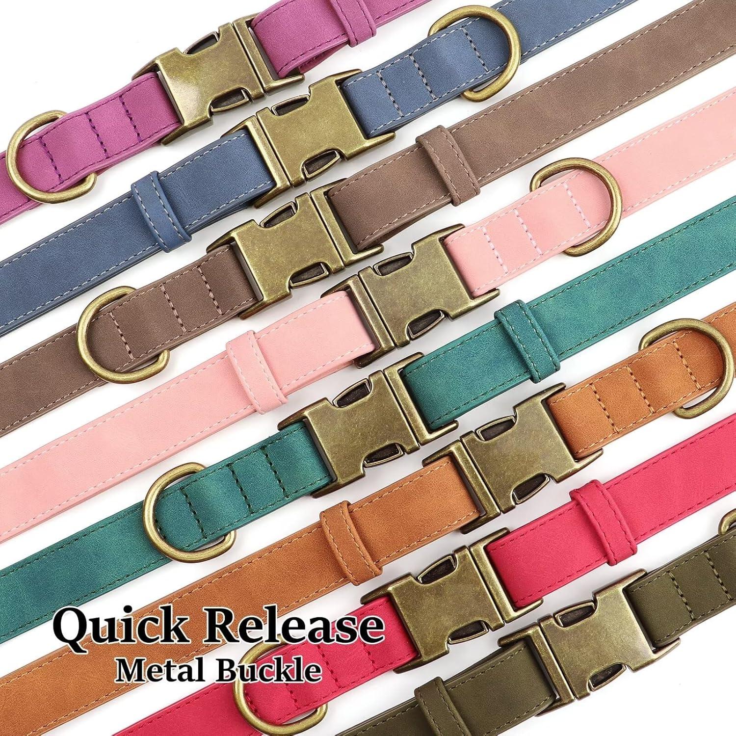 Collar para Perro Didog de Cuero PU Verde Oscuro Talla S 25-41 cm