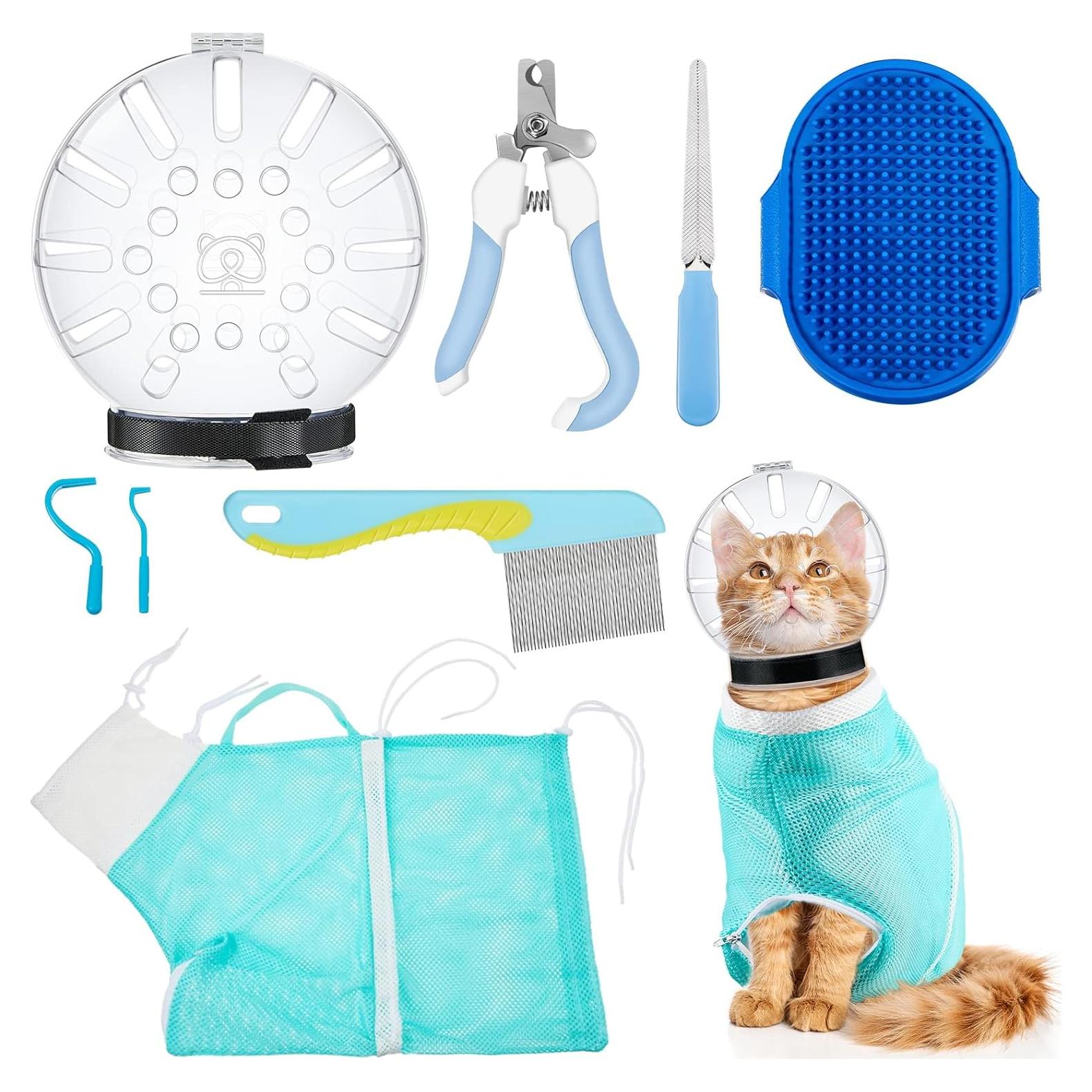 Kit de Aseo para Gatos Patelai 8 Piezas con Bozal y Bolsa