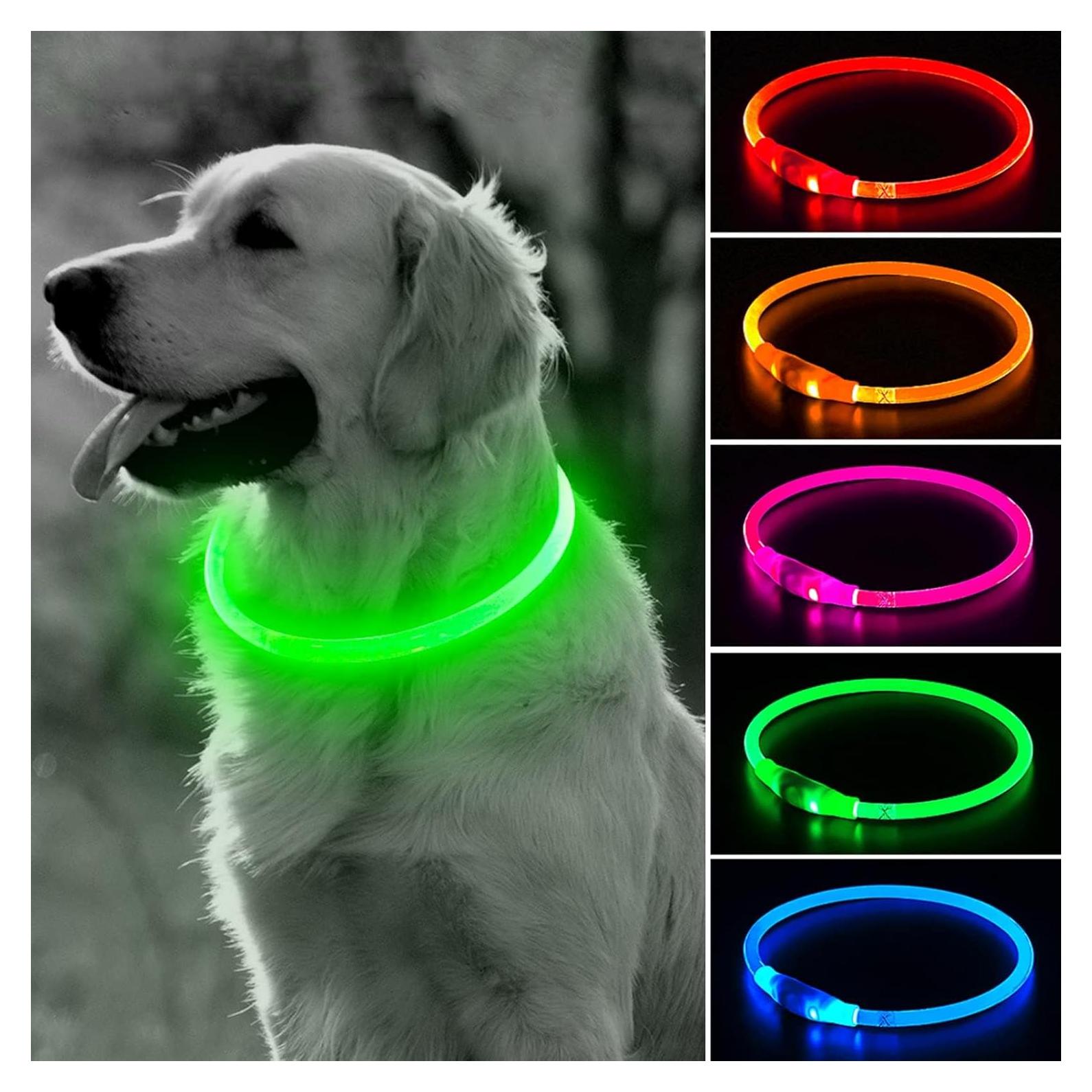 Collar de Perro LED Recargable BSEEN Verde 70cm - Alta Visibilidad