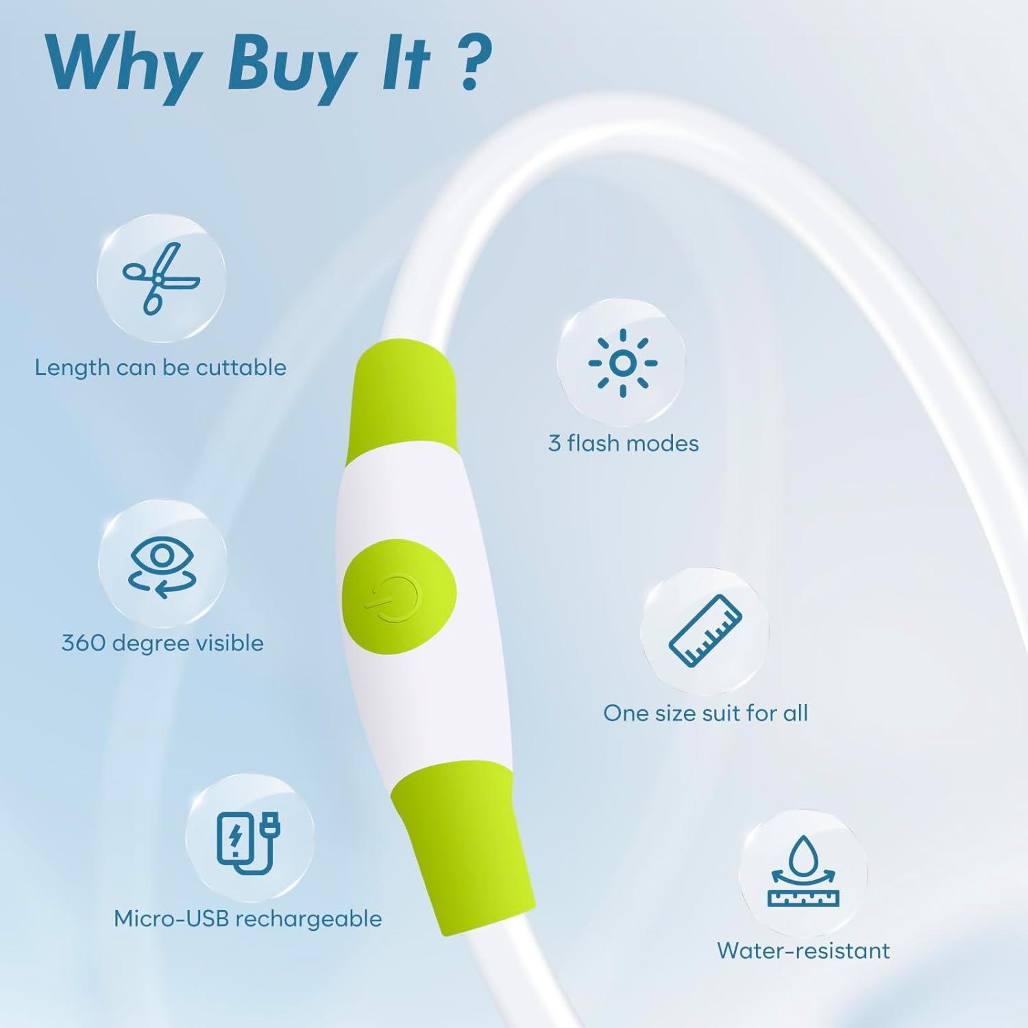 Collar de Perro LED Recargable BSEEN Verde 70cm - Alta Visibilidad