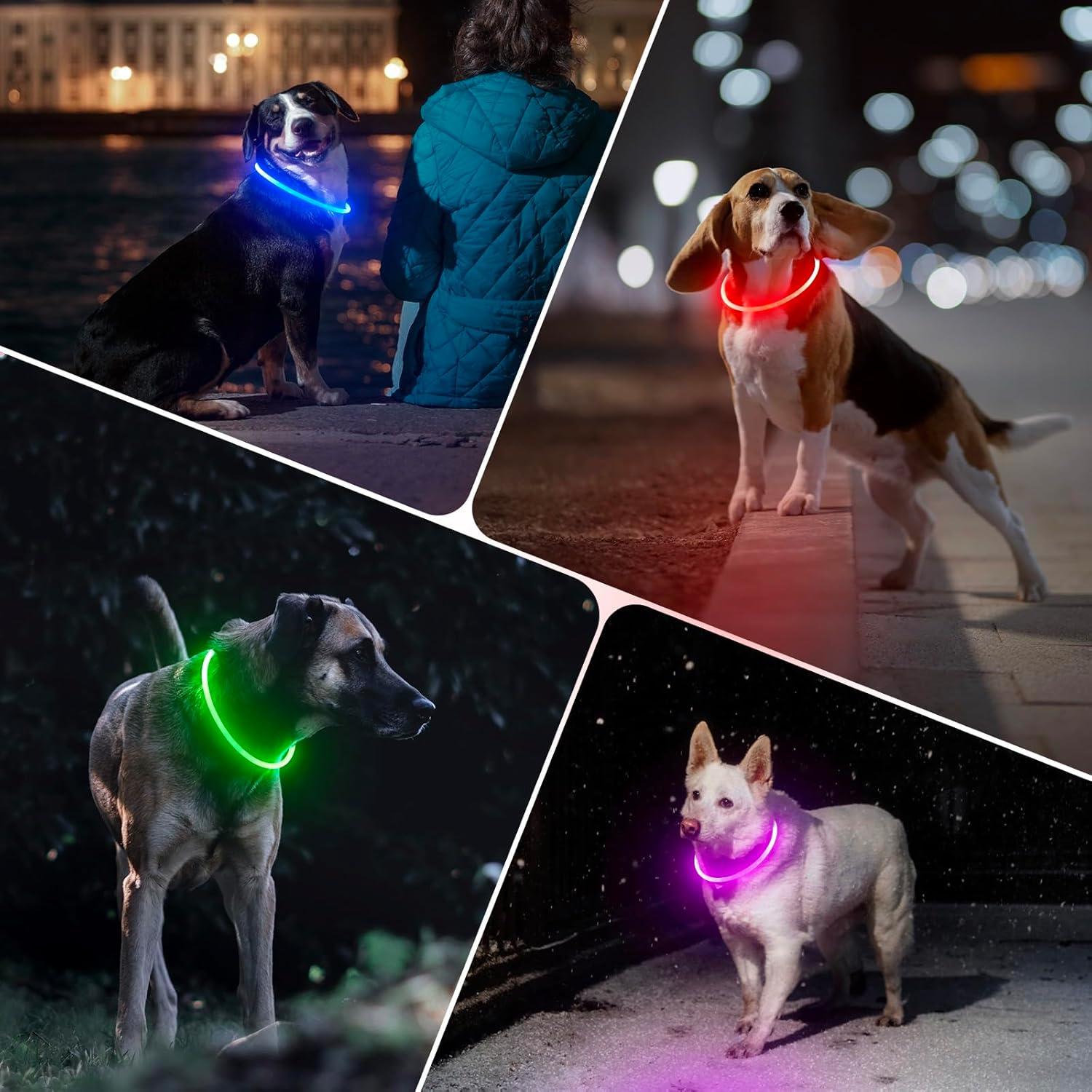 Collar de Perro LED Recargable BSEEN Verde 70cm - Alta Visibilidad