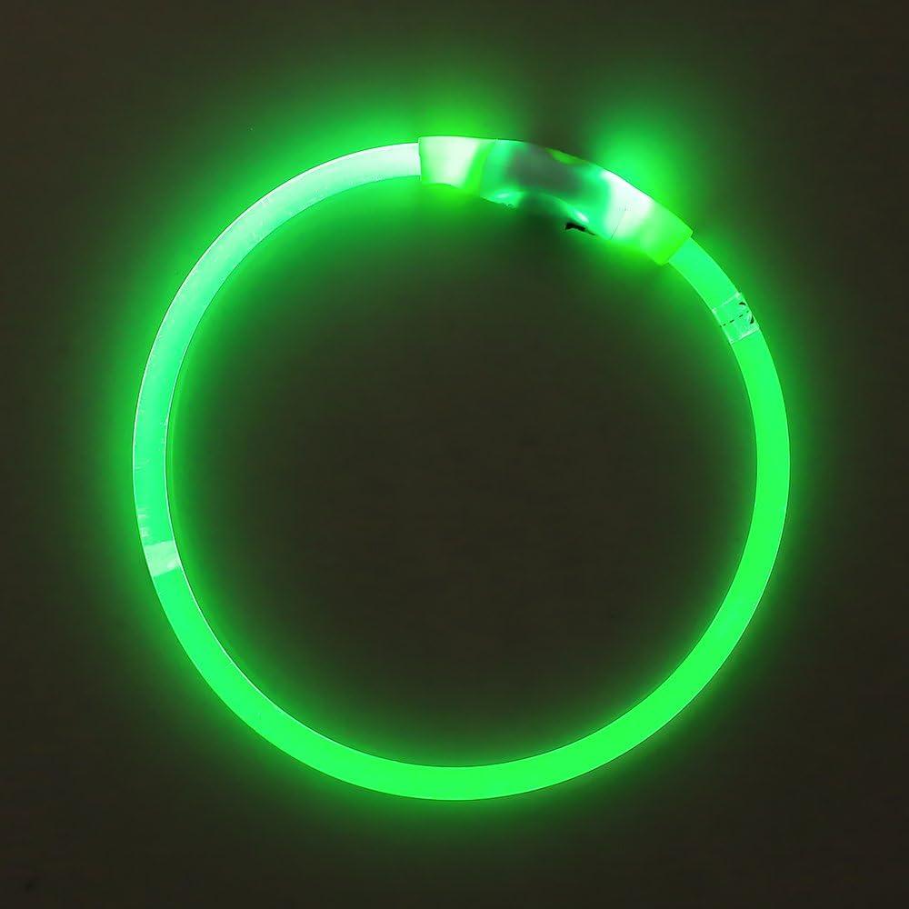 Collar de Perro LED Recargable BSEEN Verde 70cm - Alta Visibilidad