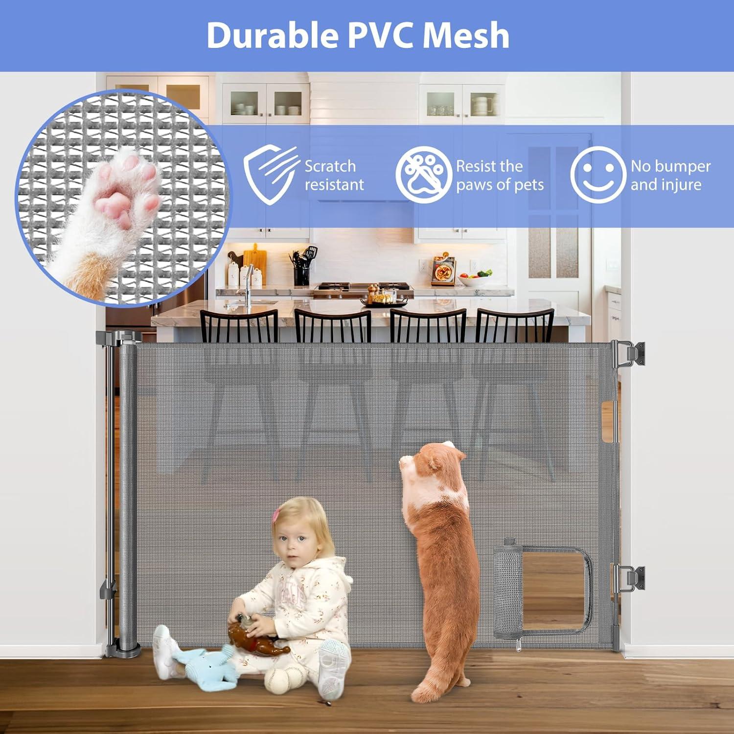 Puerta Retráctil para Mascotas con Puerta para Gatos 83.82x139.7 cm