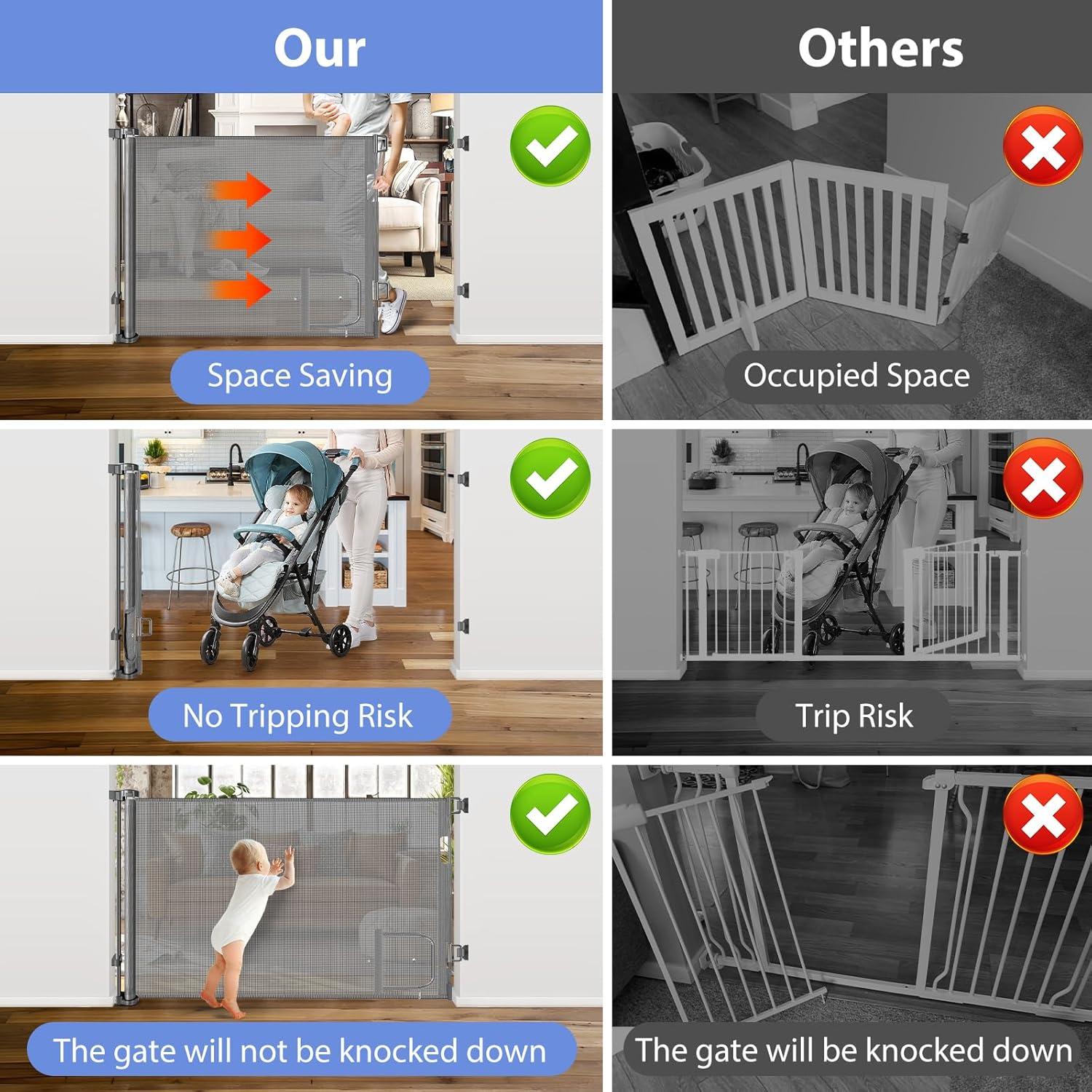 Puerta Retráctil para Mascotas con Puerta para Gatos 83.82x139.7 cm