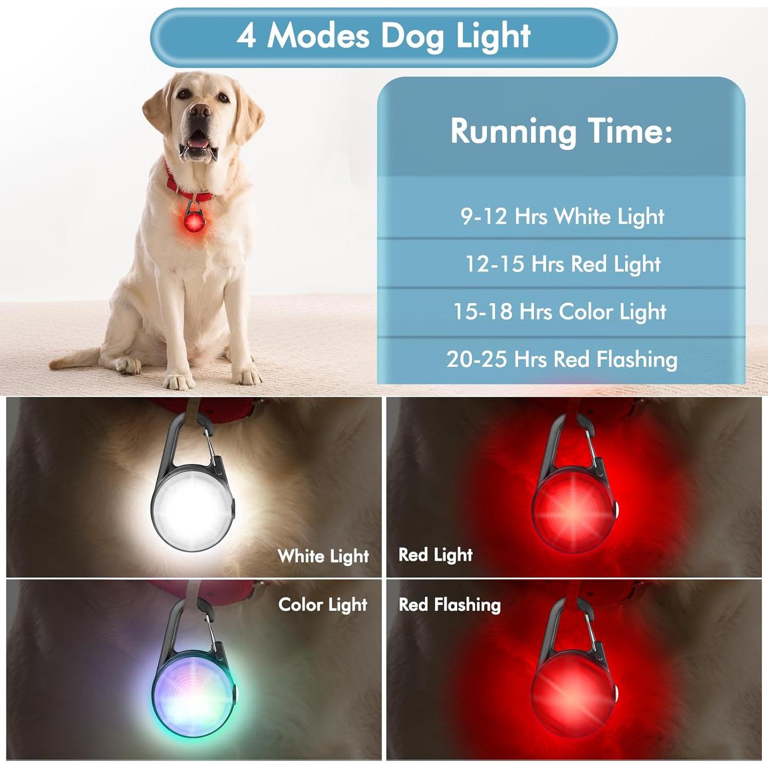 Luz LED para Collar de Perro HIFORT, Recargable IP68, 4 Modos