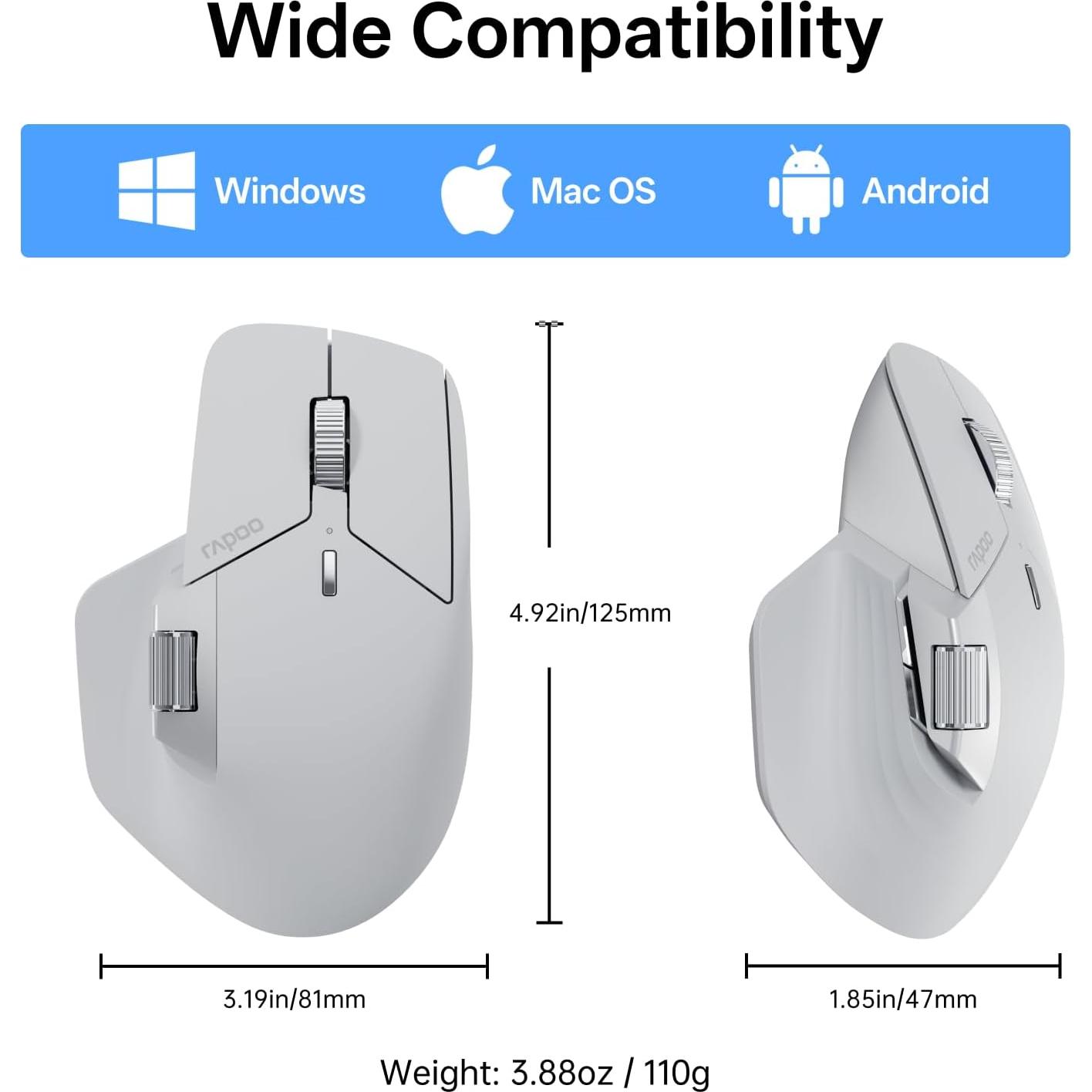 Ratón Inalámbrico Rapoo MT760 PRO, 12K DPI, Bluetooth y NearLink