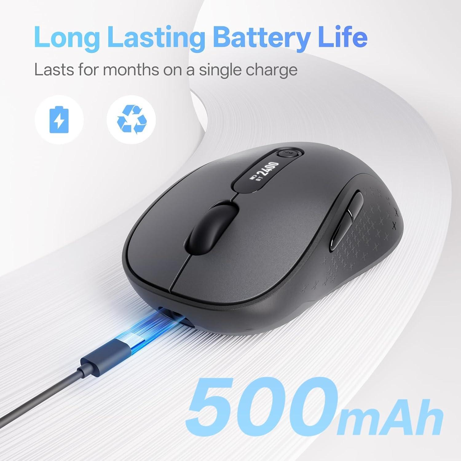 Ratón Inalámbrico Bluetooth XBG B15 Pro, Recargable, 2400 DPI