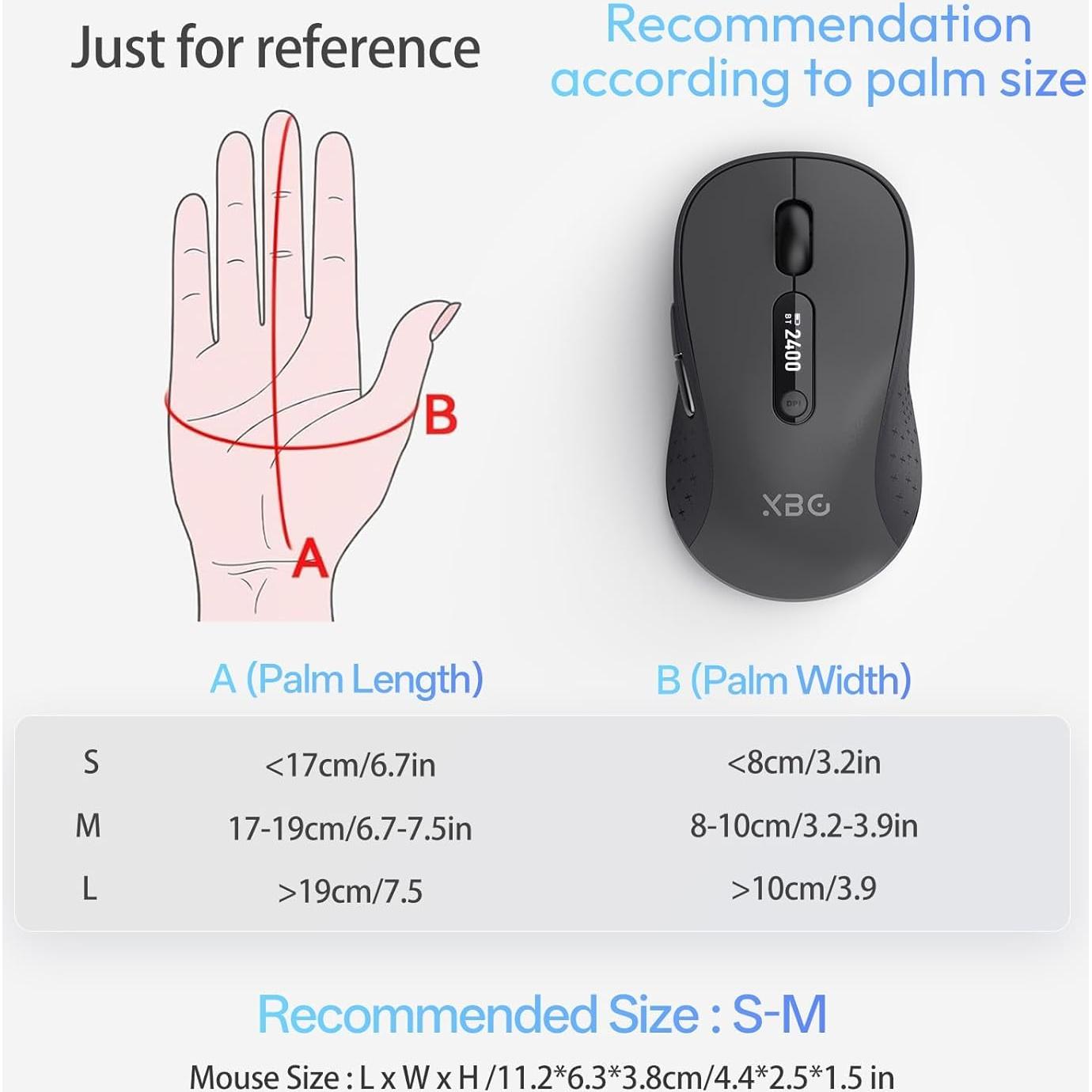 Ratón Inalámbrico Bluetooth XBG B15 Pro, Recargable, 2400 DPI