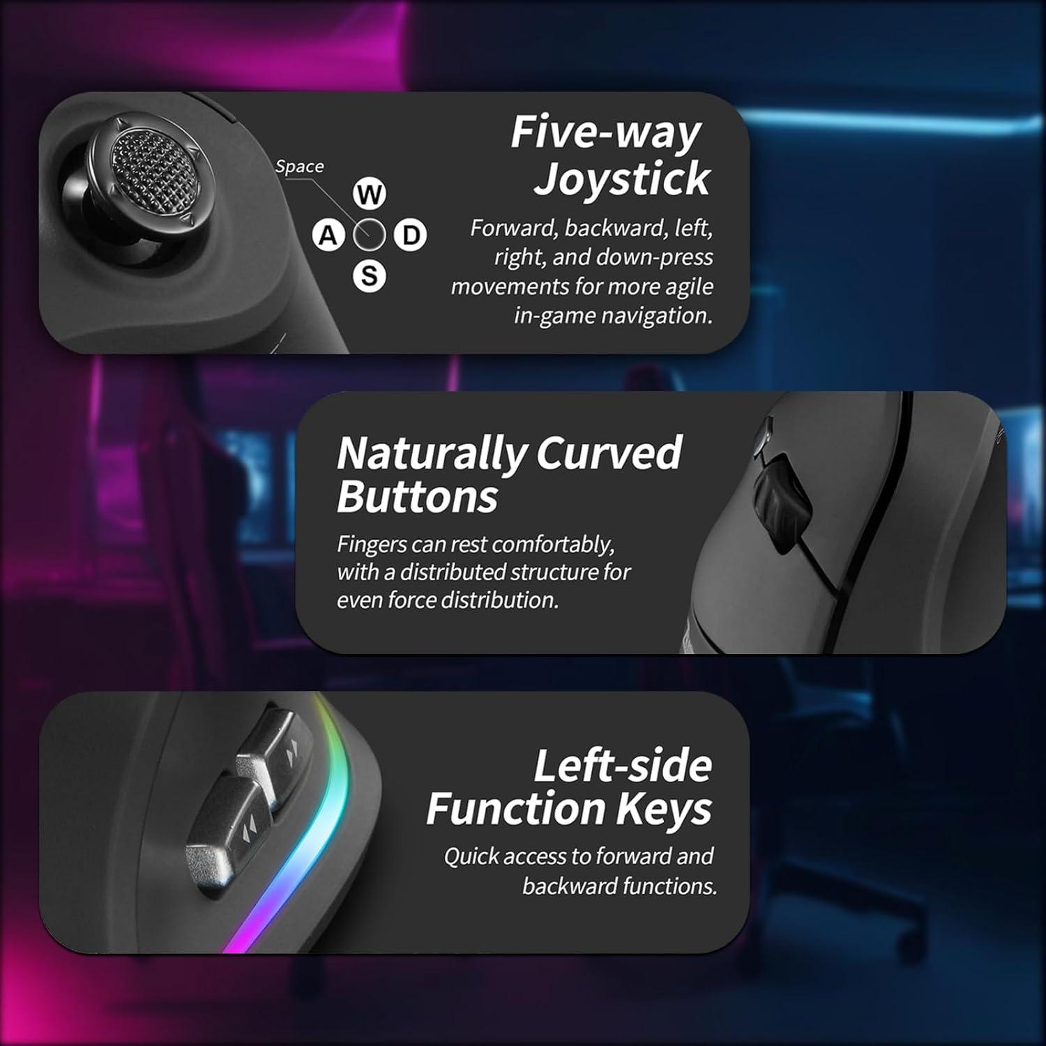 Ratón Vertical Inalámbrico ATTOE F-18 24000 DPI 12 Botones