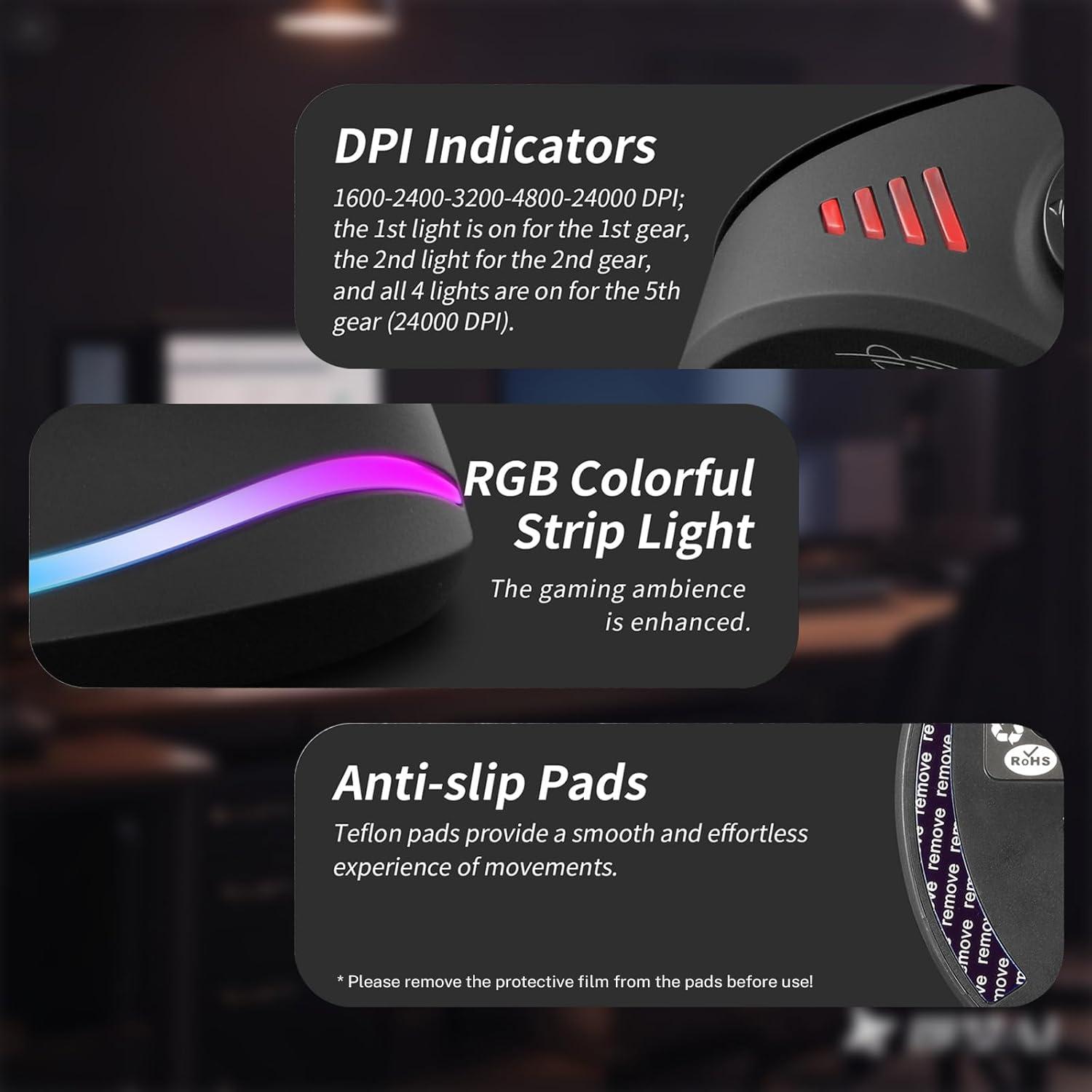 Ratón Vertical Inalámbrico ATTOE F-18 24000 DPI 12 Botones