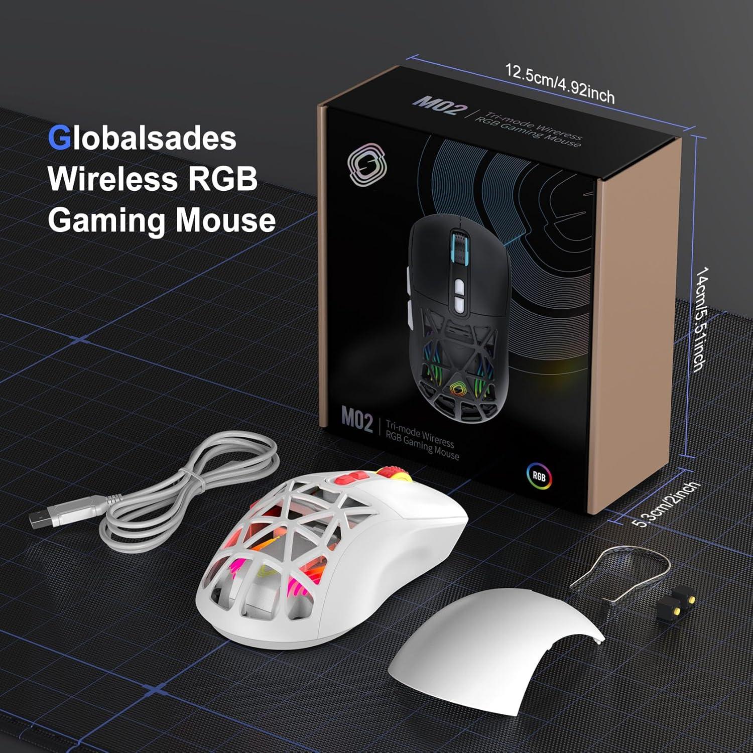 Ratón Gaming Inalámbrico Sades M02 RGB 10000 DPI Recargable