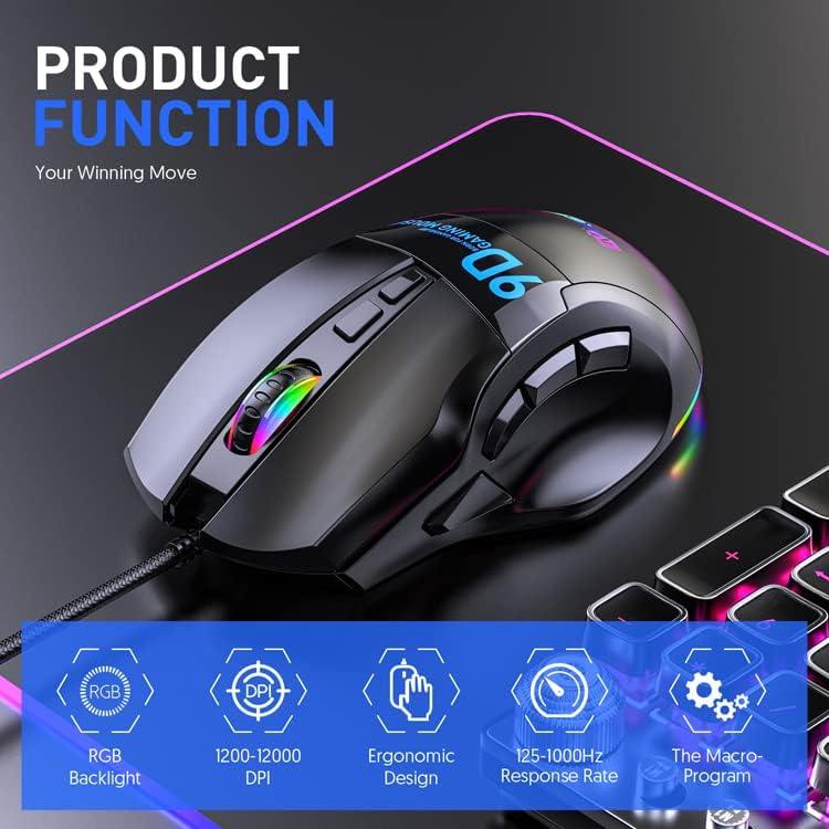 Ratón Gaming JOMAA USB 9 Botones 12000 DPI RGB Personalizable