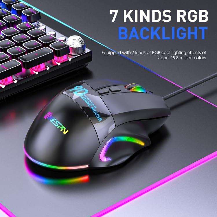 Ratón Gaming JOMAA USB 9 Botones 12000 DPI RGB Personalizable