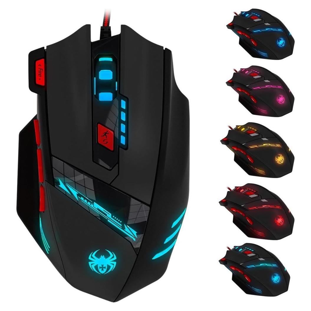 Ratón Gaming Zelotes T90 9200 DPI USB 8 Botones LED Negro