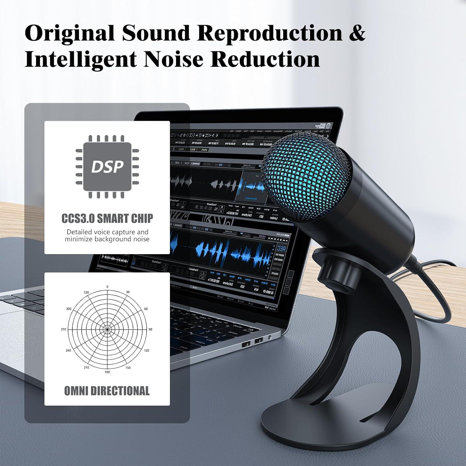 Micrófono USB LiANGSTAR K6 Omnidireccional con Silencio