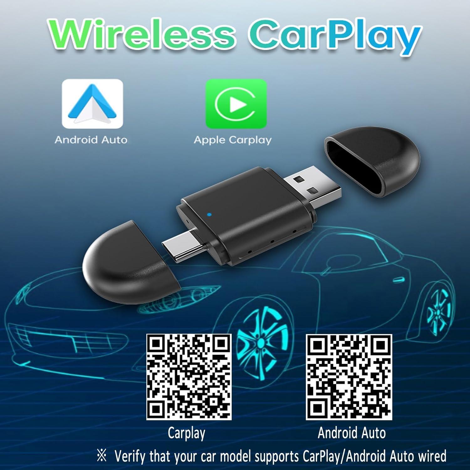 Adaptador Inalámbrico CarPlay y Android Auto SANNWEEN 2-en-1