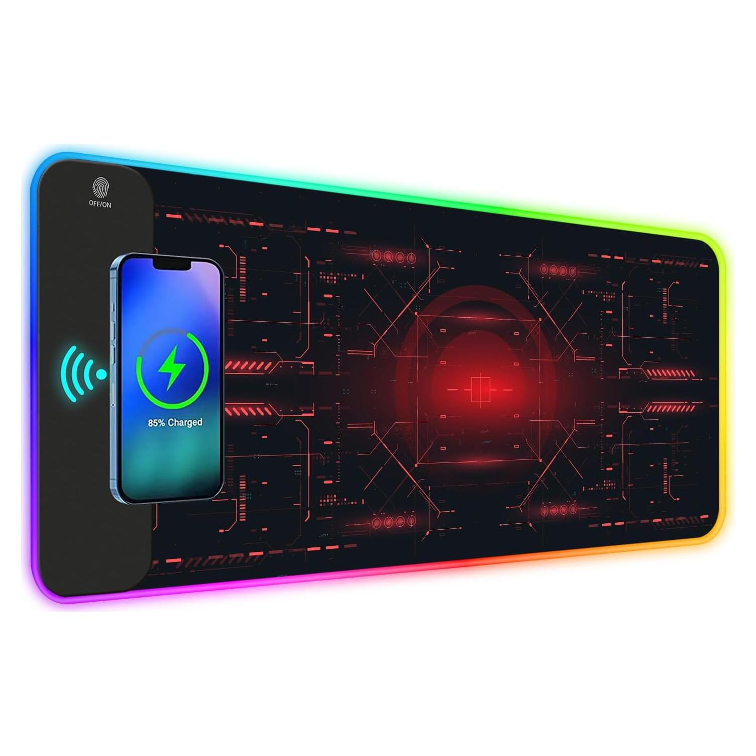 Alfombrilla de Ratón Gaming RGB ToLuLu 800x300mm Carga Inalámbrica