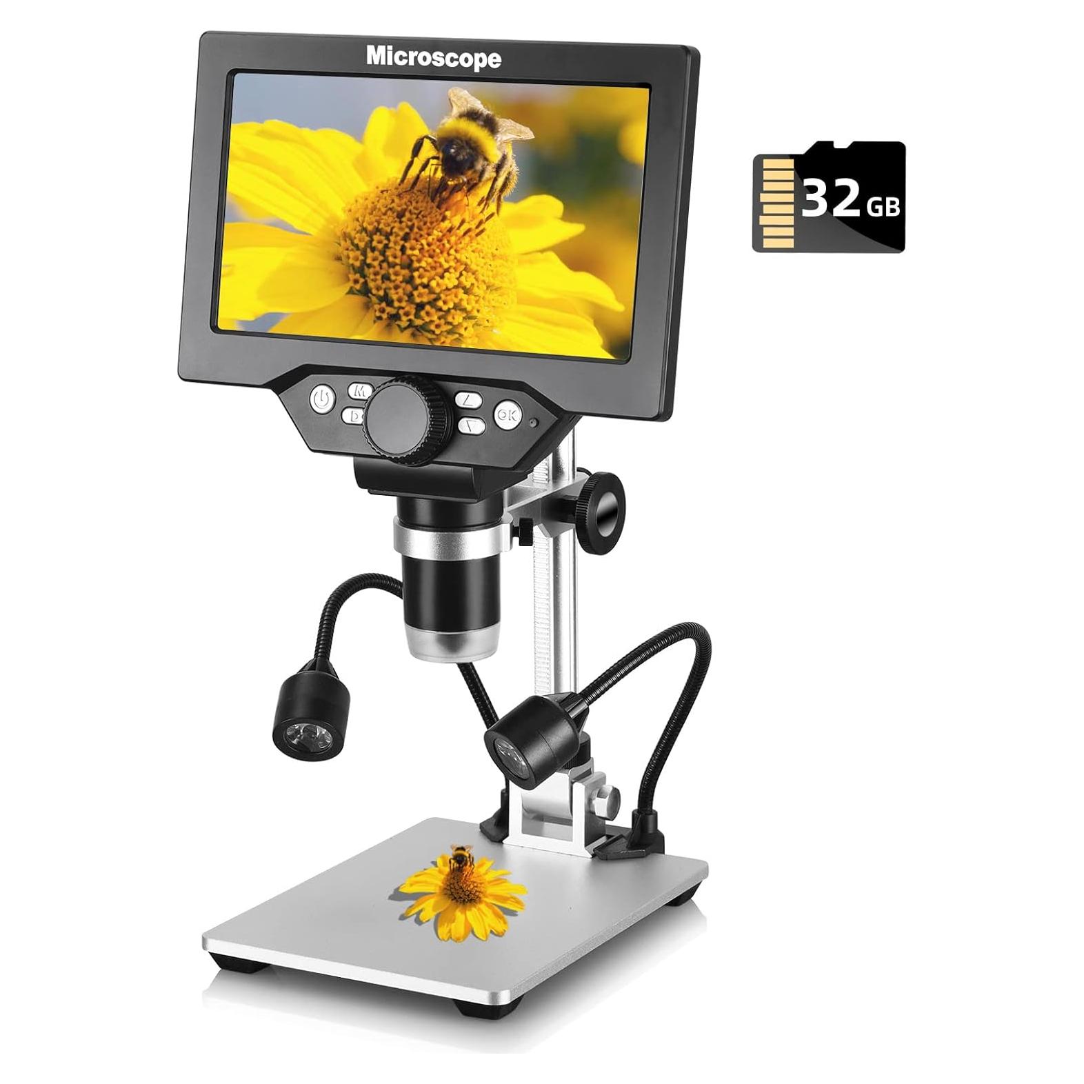 Microscopio Digital Koolertron 7" 12MP USB 1200X con Luz LED