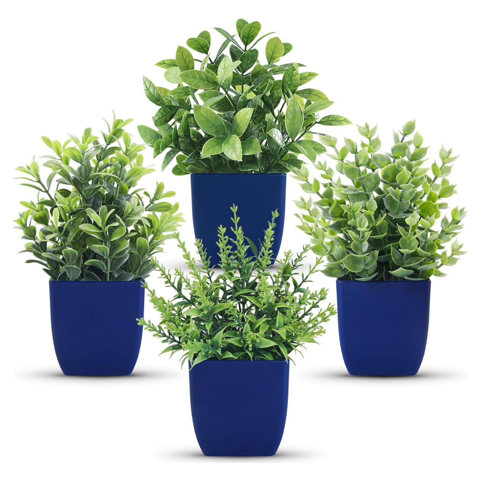Plantas Artificiales Der Rose 4 Paquetes Azul 17.78 cm