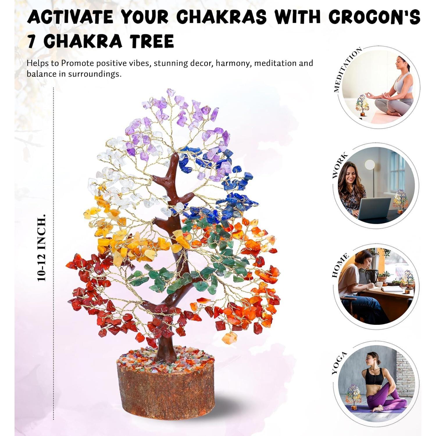 Árbol de Cristales Sanadores Crocon 7 Chakras 27.94 cm