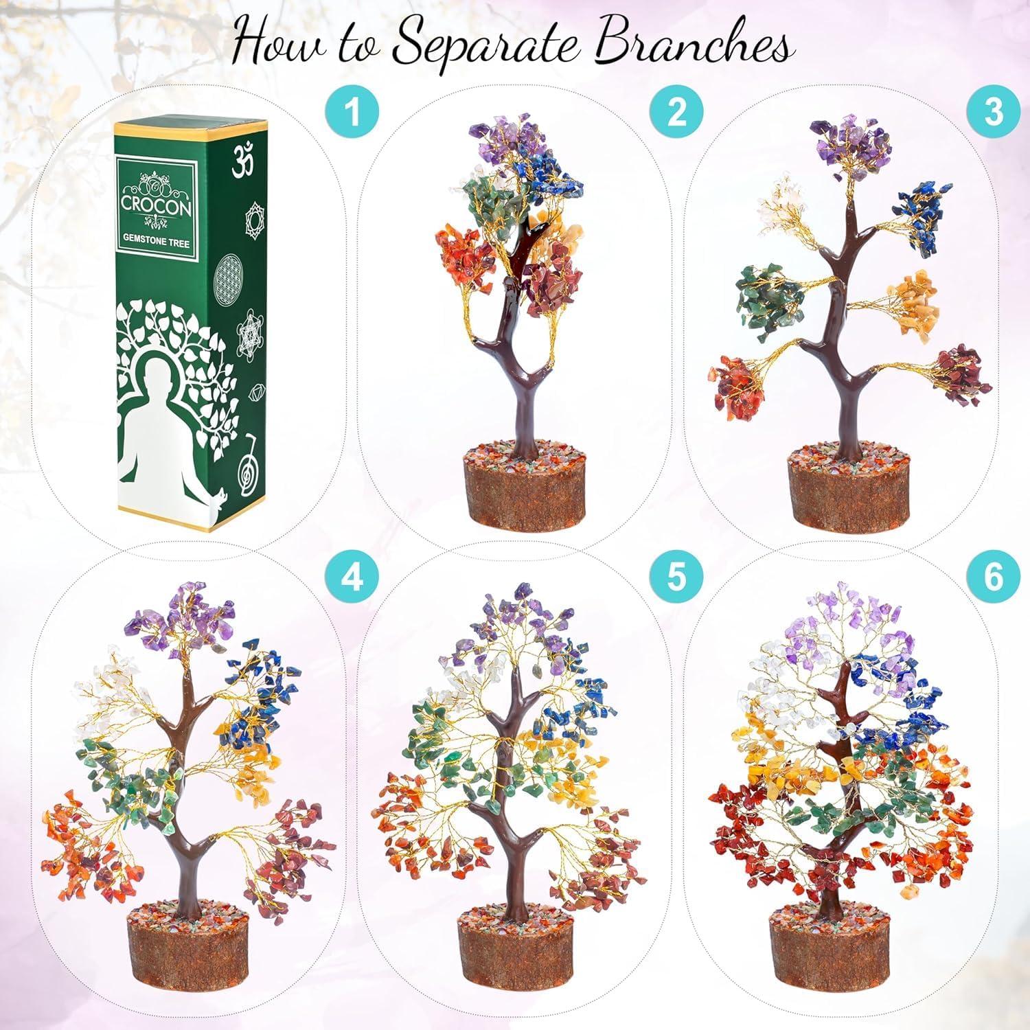 Árbol de Cristales Sanadores Crocon 7 Chakras 27.94 cm