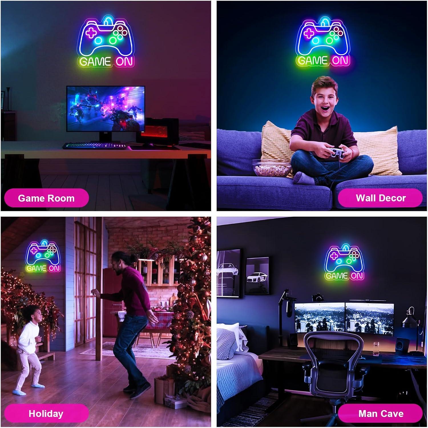 Luz de neón Basaneon Game On para habitación gamer 35.8x32.8cm