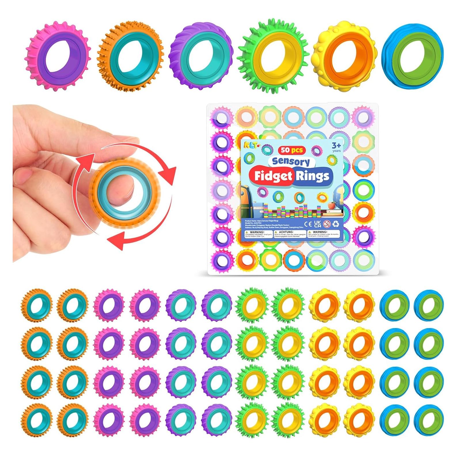 Paquete de 50 Anillos Antiestrés KLT para Niños y Niñas