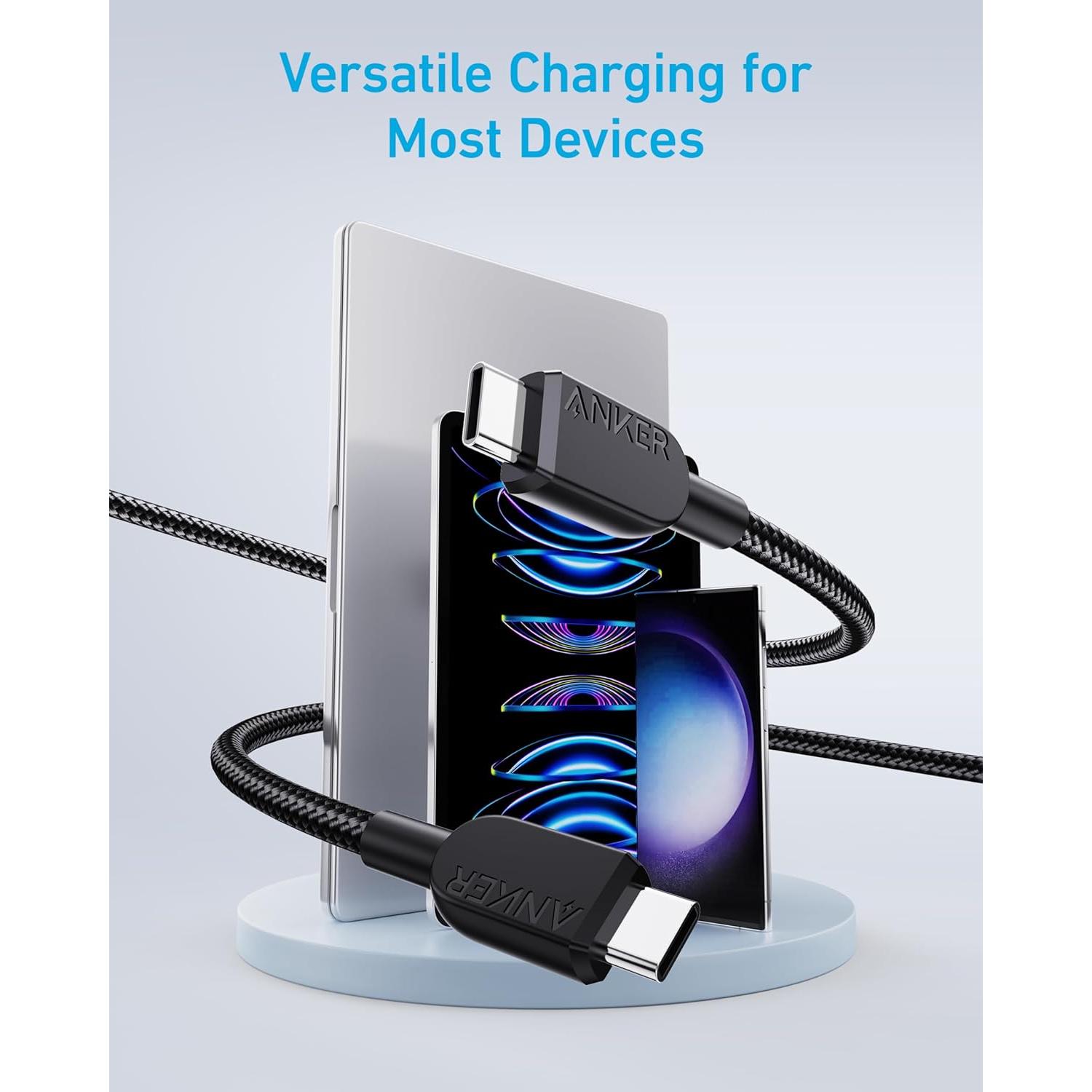 Cable USB C a USB C Anker 2m 240W Carga Rápida Negro