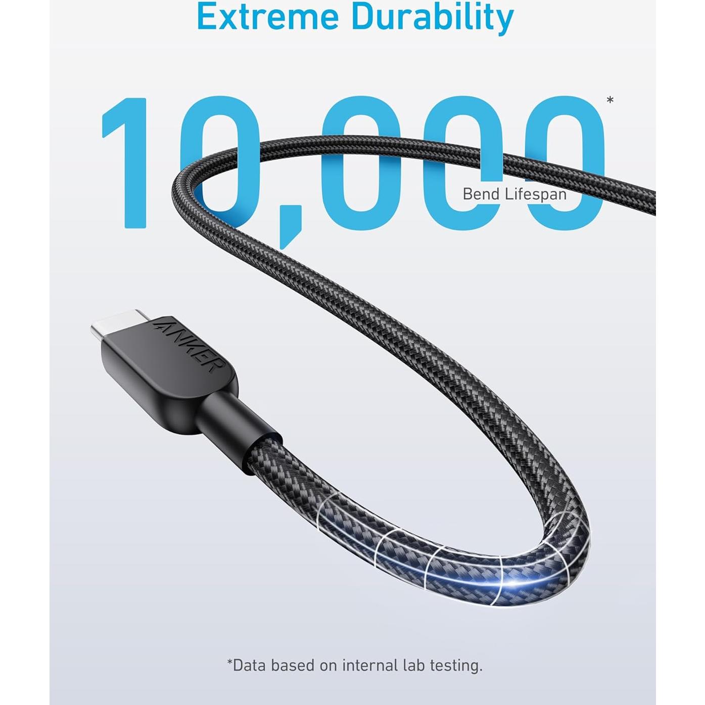 Cable USB C a USB C Anker 2m 240W Carga Rápida Negro