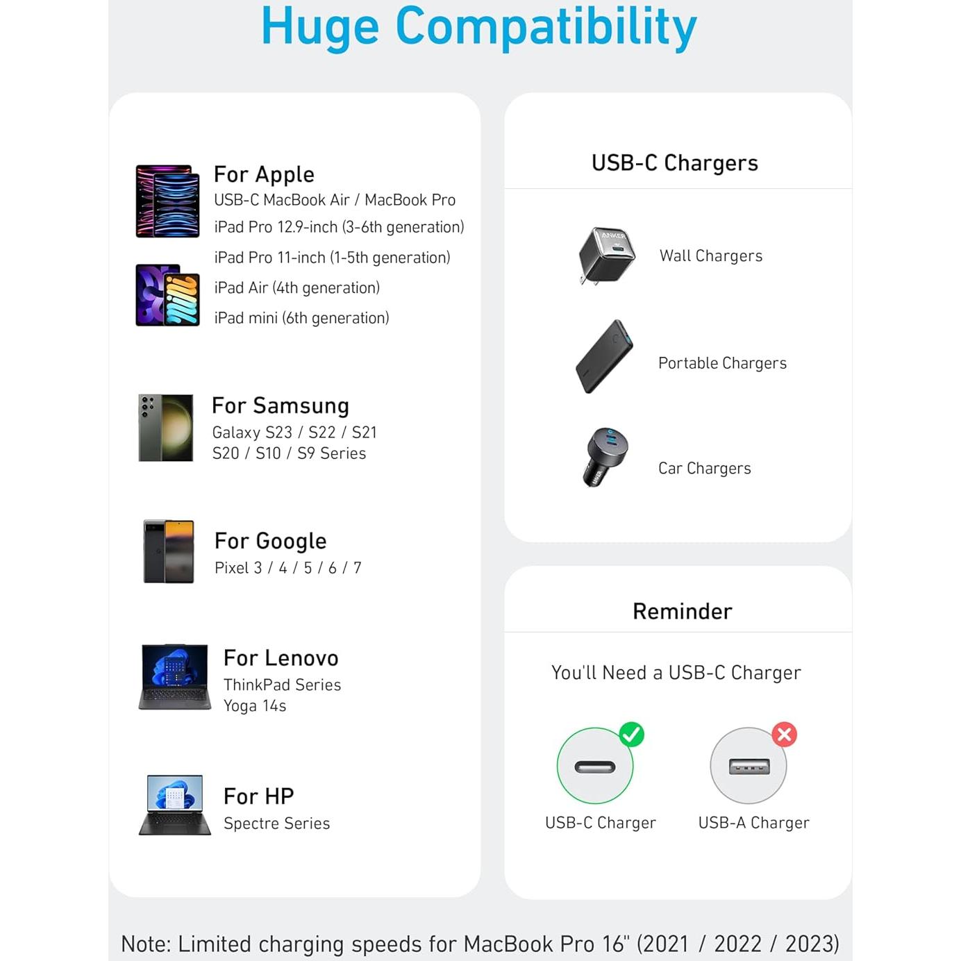 Cable USB C a USB C Anker 2m 240W Carga Rápida Negro